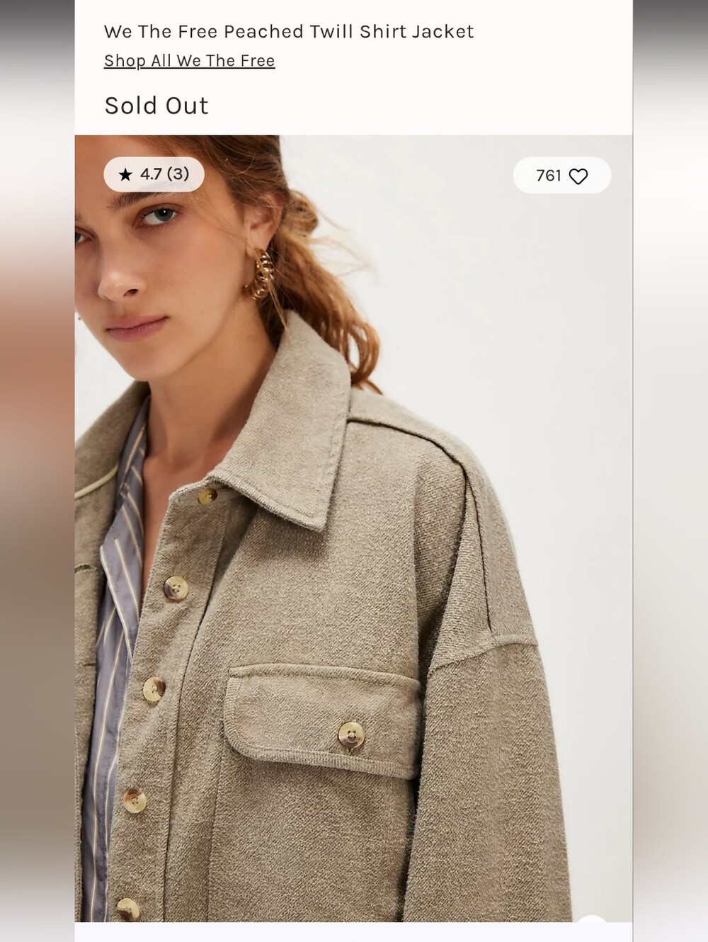 Brand New - Free People x We The Free Relaxed Twill Shirt Jacket -XS,Small